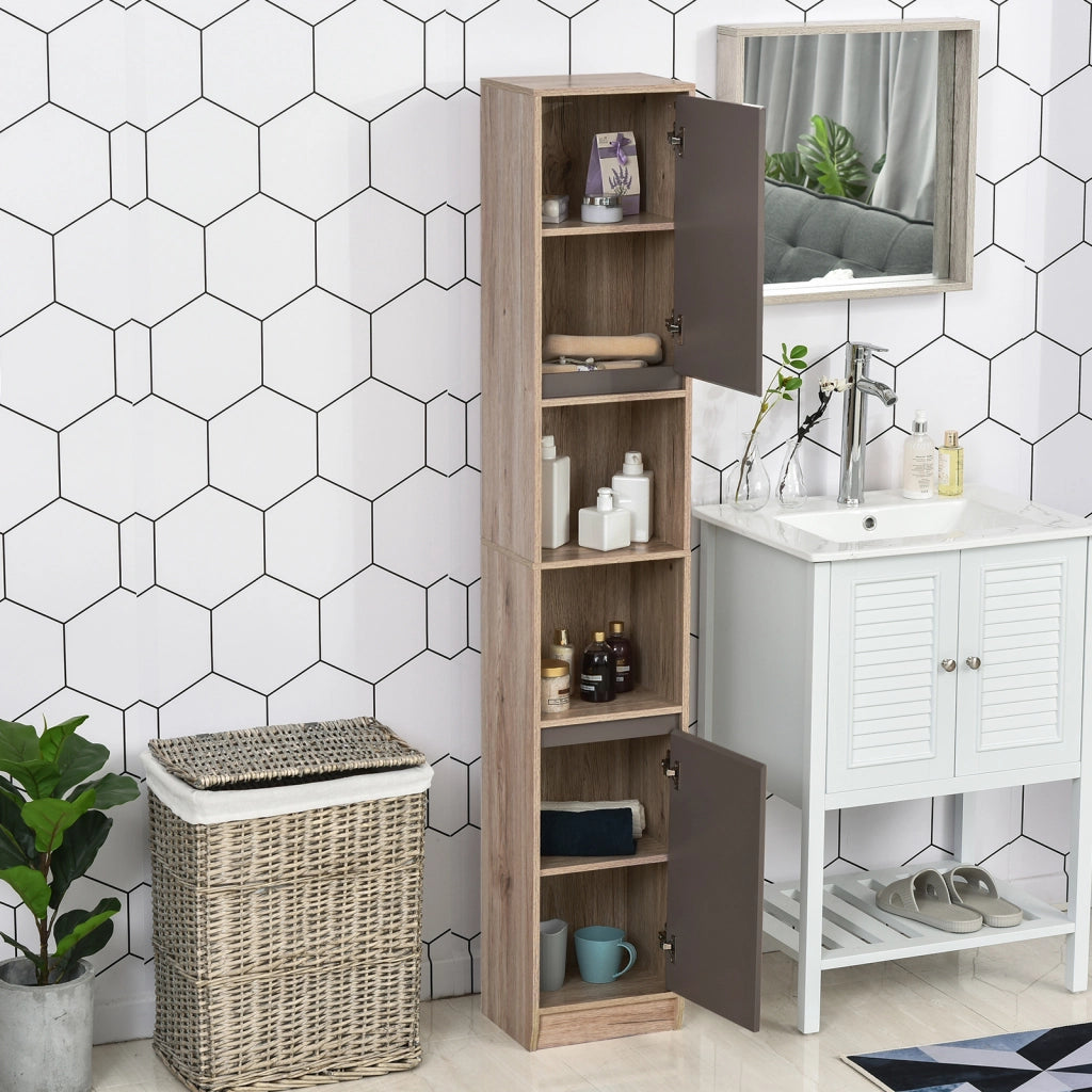 Armadietto Colonna per Bagno ¨C Zephmum ¨C Legno Rovere Grigio 30x24x170
