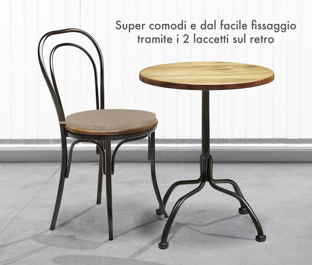 Cuscini Rotondi Per Sedie Cucina Imbottiti Sfoderabili Con Cerniera Cuscino Rotondo Ø 40 Cm Sedia Tavolo Lavabile In Lavatrice Con Lacci Per Fissaggio Prodotto Italiano Comodi 6 Pezzi - Tortora