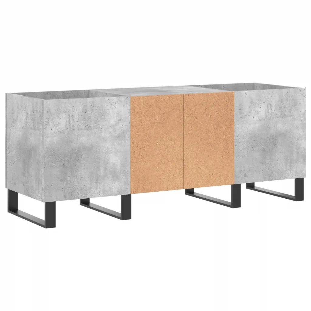 Mobile porta dischi spazioso e classico 121 x 38 x 48 cm stile industriale in legno composito grigio cemento 02_0049098