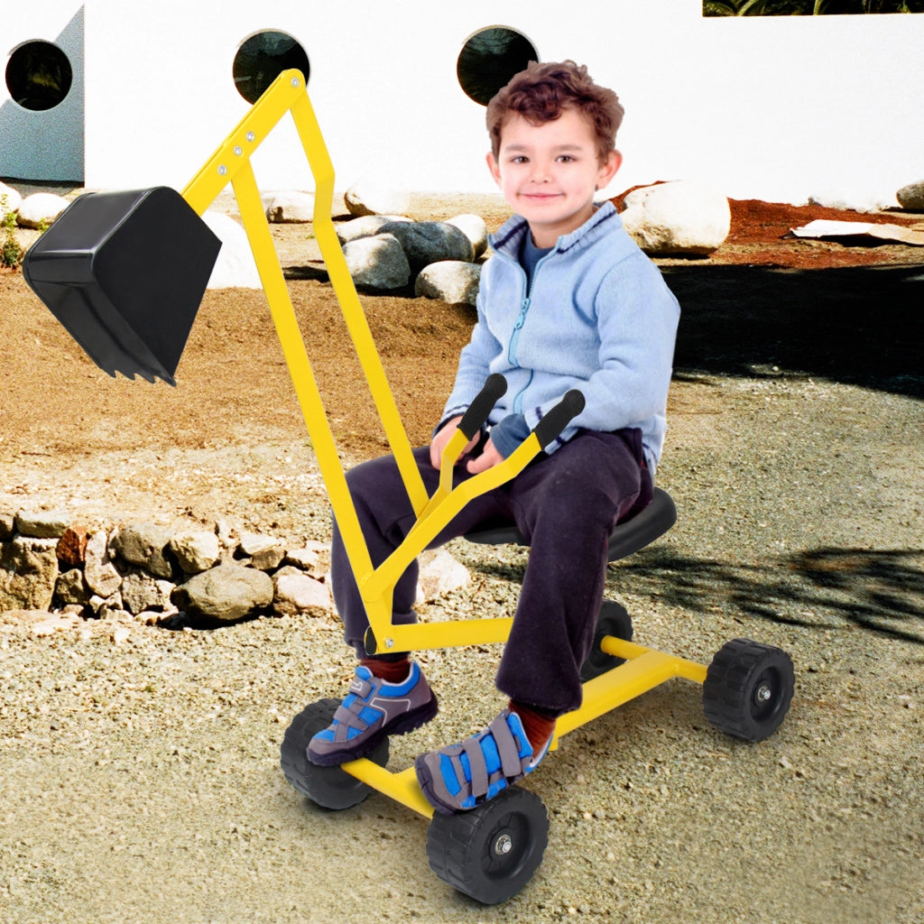 Ruspa giocattolo cavalcabile per bambini-Rscavatore di sabbia metallico per bambini con rotazione di 360¡ã 56x35x81cm