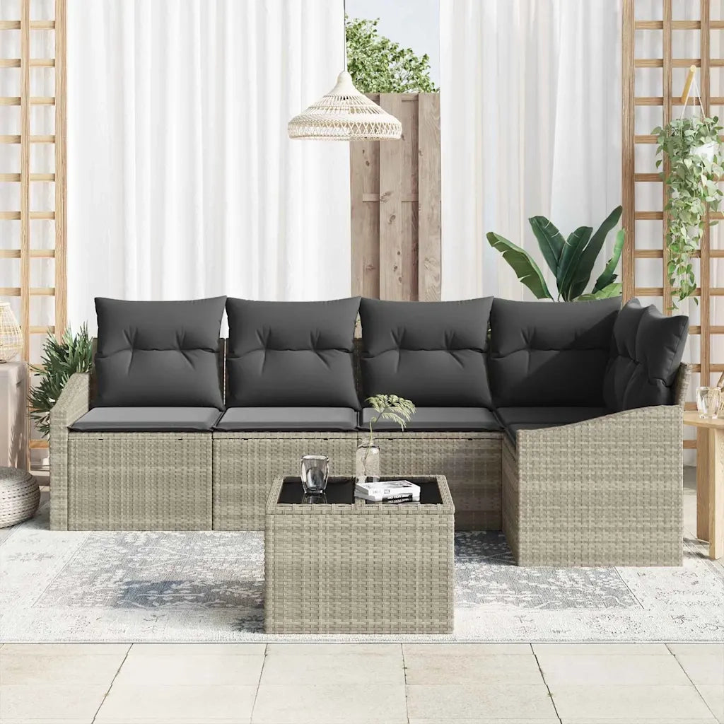 Set di divani con cuscino 6 pcs Grigio chiaro polyrattan 3346732