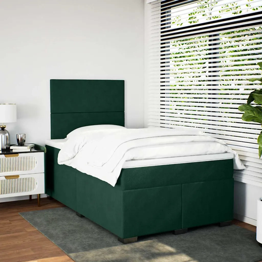 Giroletto a Molle con Materasso Verde Scuro 120x200 cm Velluto 3293179