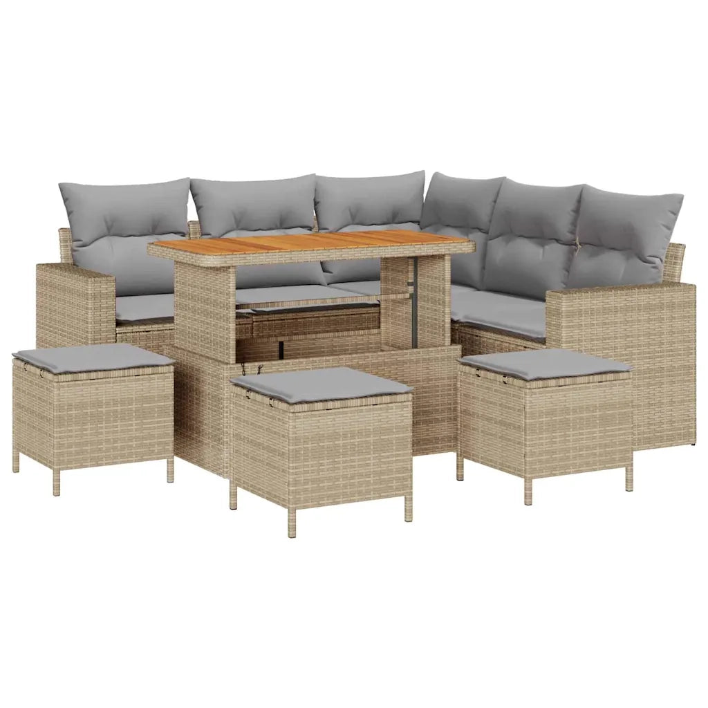 Set Divano da Giardino 10 pcs Beige e Grigio Chiaro polyrattan