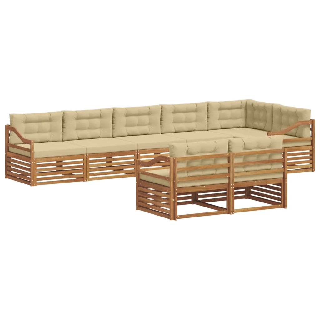 Set di divani da esterno con cuscino 8 pcs Naturale e Beige 3373678