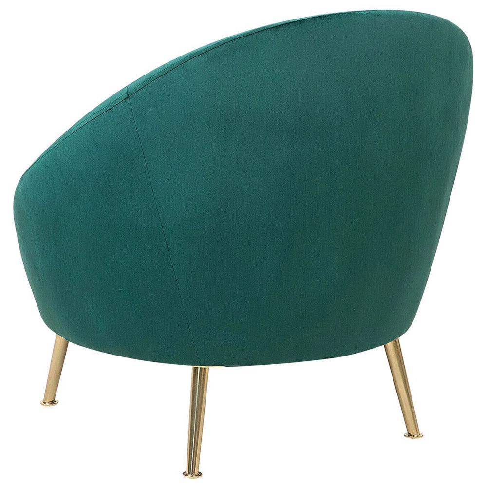 Sedia a pozzetto Velluto Verde 76L x 80L x 81A cm Gambe dorato Glam Retro
