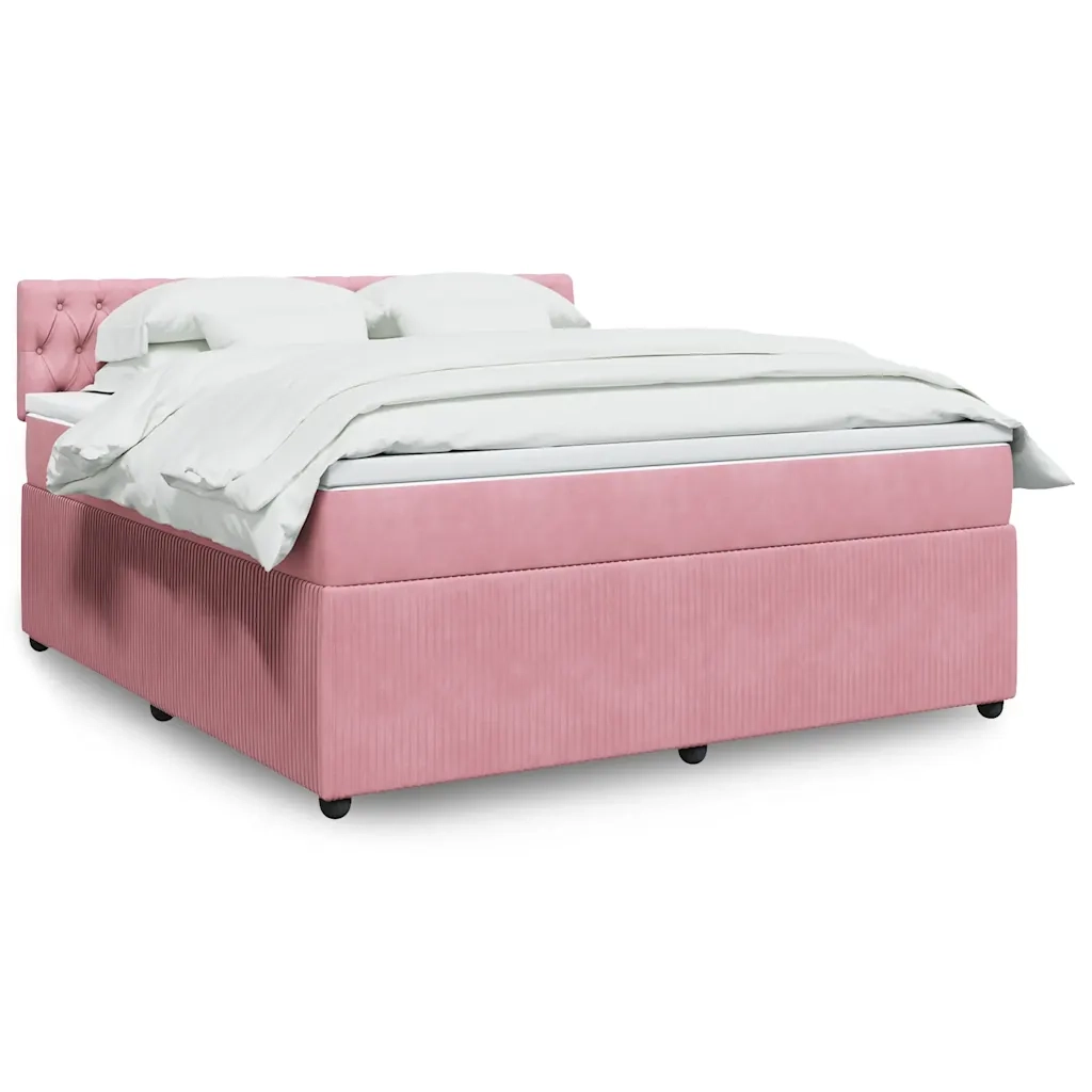 Giroletto a Molle con Materasso Rosa 180x200 cm in Velluto 3287817