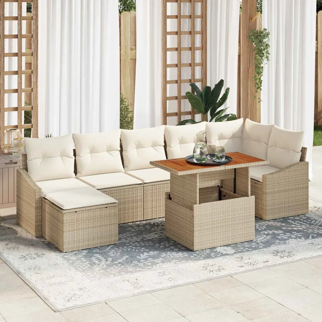 Set Divano da Giardino 8 pcs Beige Poly Rattan 3358605