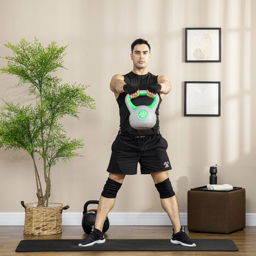 Kettlebell 16 kg ¨C Xylo ¨C Impugnatura Ergonomica, Verde, 27x17x31 cm
