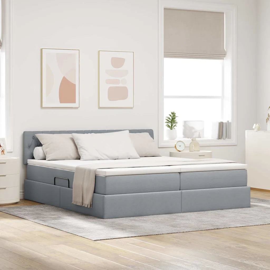 Letto con testiera Grigio chiaro 180 x 200 cm Tessuto