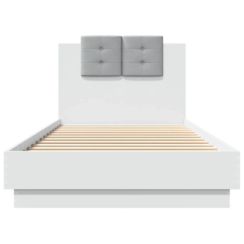 Letto singolo | Letto per adulti | Giroletto con Testiera e LED Bianco 90x200 cm