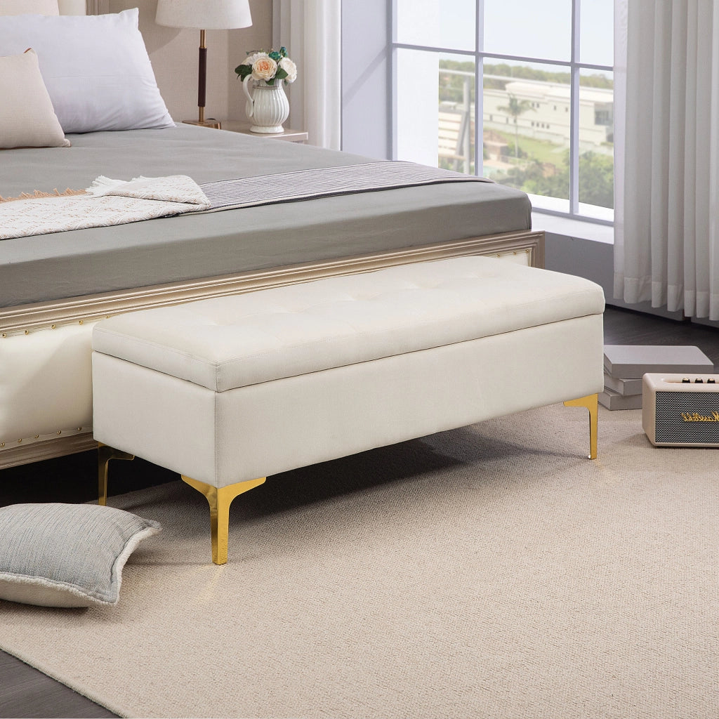 PANCA Contenitore 120 x 44 x 44,5 cm Beige in Poliestere