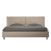 BS COM Letto matrimoniale king size con rete imbottito 200x200 similpelle tortora
