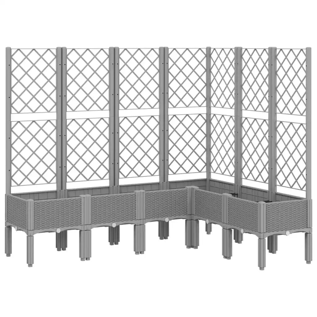 Fioriera Giardino con Graticcio-Vaso da Esterno-Contenitore per Piante Grigio Chiaro 160x120x142 cm PP