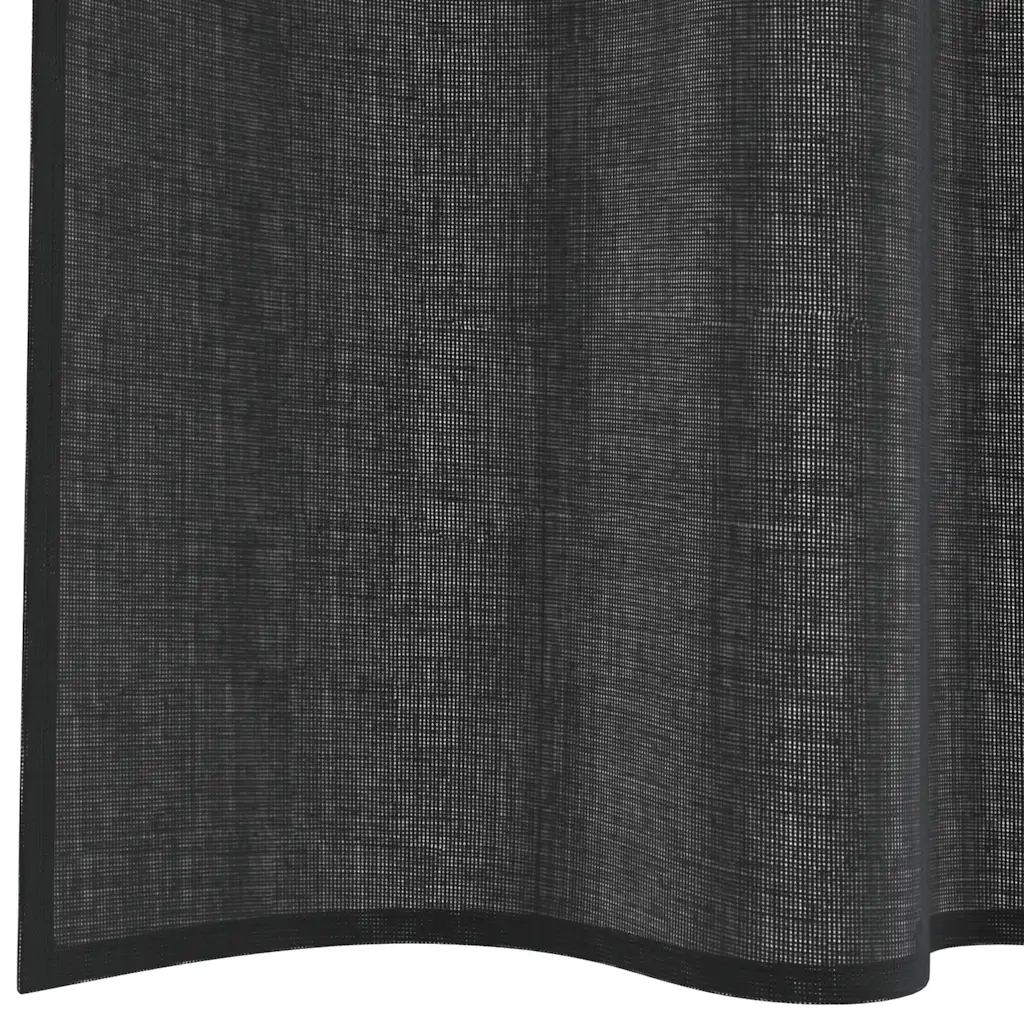 Tende in Voile con Tasche per Aste 2 pz Nero 4102169