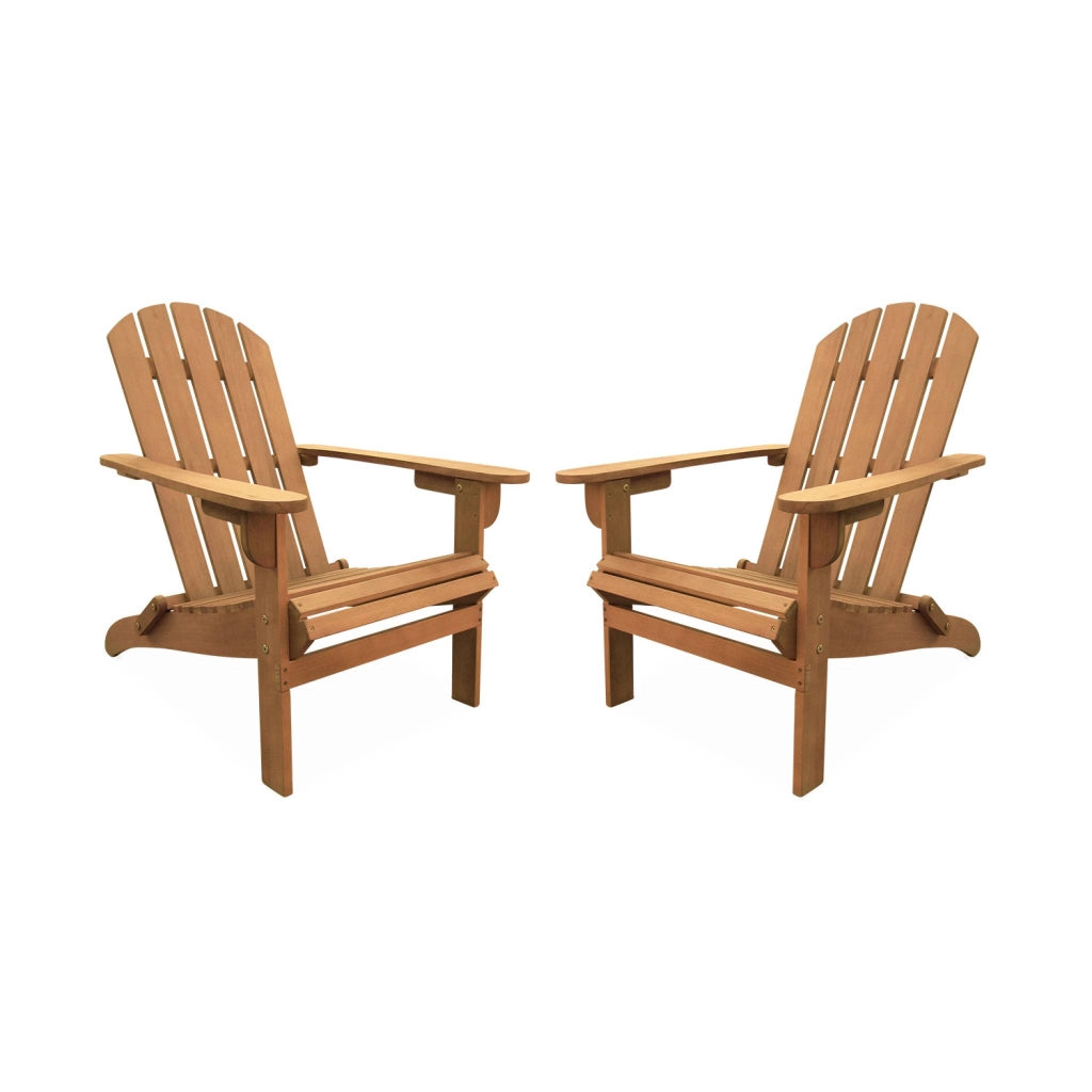 Set 2 poltrone da giardino in legno, marrone naturale