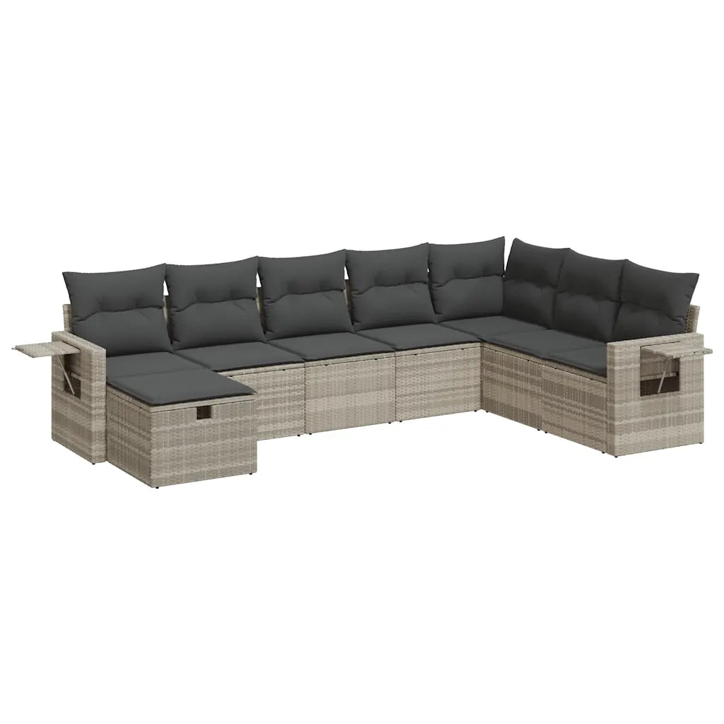 Set Divano da Giardino 8pz con Cuscini Grigio Chiaro Polyrattan 3325538
