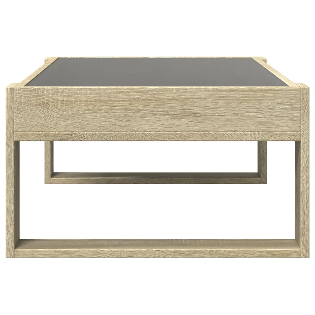 Tavolino da Salotto con LED Infinity-Tavolino da soggiorno Rovere Sonoma 90x53x30 cm