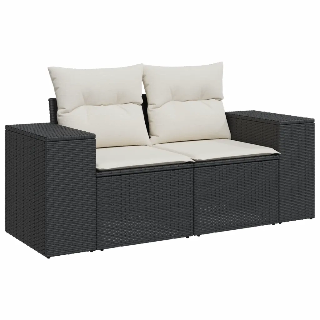 Set Divano da Giardino 6 pz con Cuscini Nero in Polyrattan 3269146