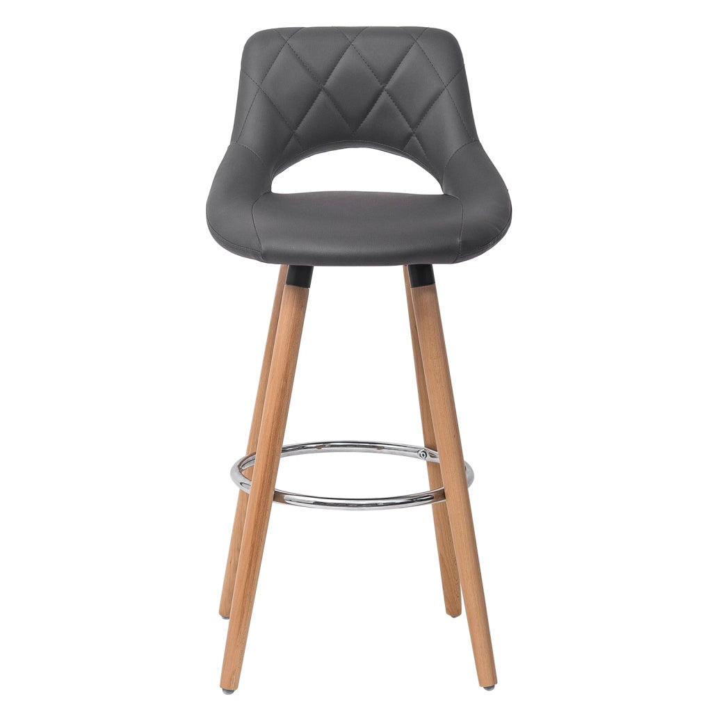 Sgabello da bar con schienale ergonomico e seduta imbottita per cucina e locali in similpelle e legno grigio