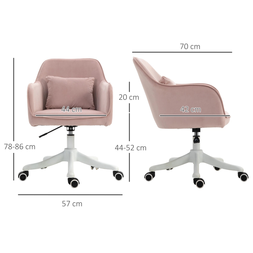 Sedia da ufficio ergonomica con massaggio a vibrazione USB e altezza regolabile in velluto rosa