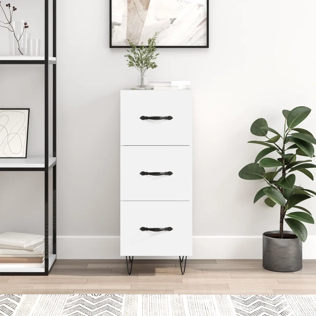Credenza | Madia | Buffet da pranzo | Armadio da pranzo Bianca 34,5x34x90 cm in Legno Multistrato