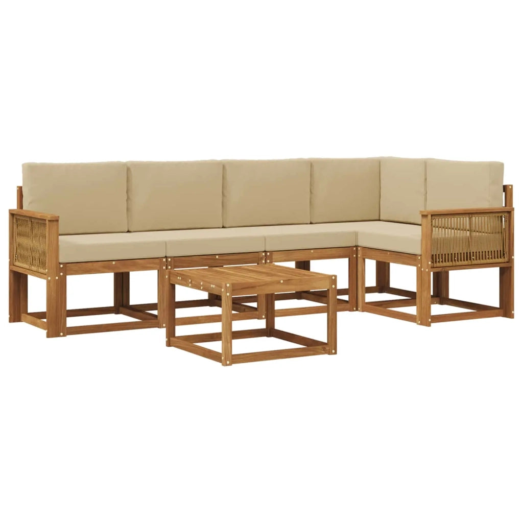 Set di divani da esterno 6 pz Naturale e Beige 3385239