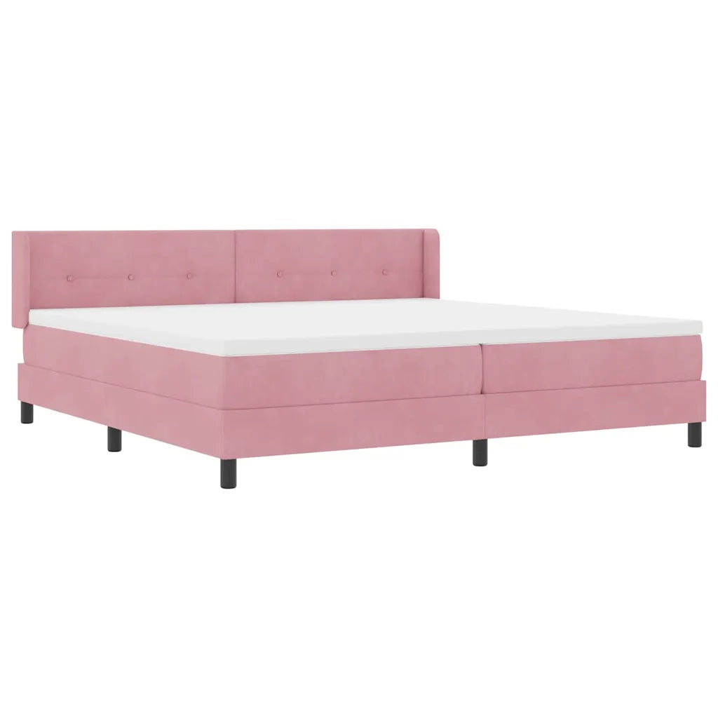 Letto a molle con testiera Rosa 200 x 200 cm Velluto 3341491