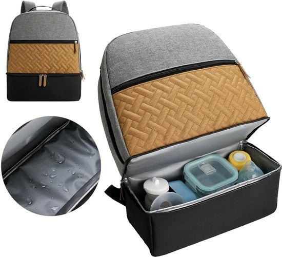 Borsa per bambino - grande borsa per bambino con borse multifunzionali e cuscino per il cambio - cinture per passeggino - grigio