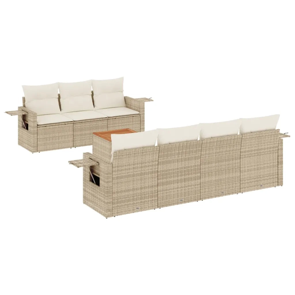 Set Divano da Giardino 8 pz con Cuscini Beige in Polyrattan 3256800