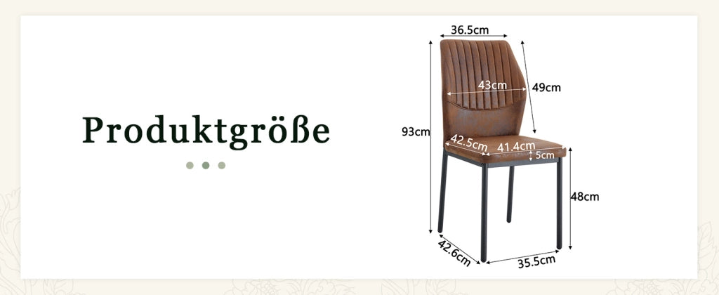 [Set di 4] Sedie da pranzo dallo stile lussuoso e leggero: schienale in tessuto tecnico marrone con goffratura verticale + gambe in metallo nero. Adat