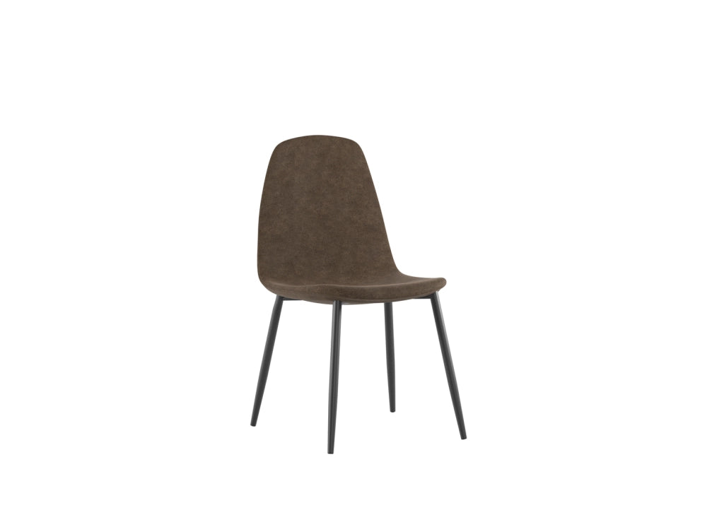Sedia Brigitte in Similpelle Moka Vintage con Struttura in Metallo Antracite - Seduta Imbottita Design Moderno Industrial - 4 Pezzi