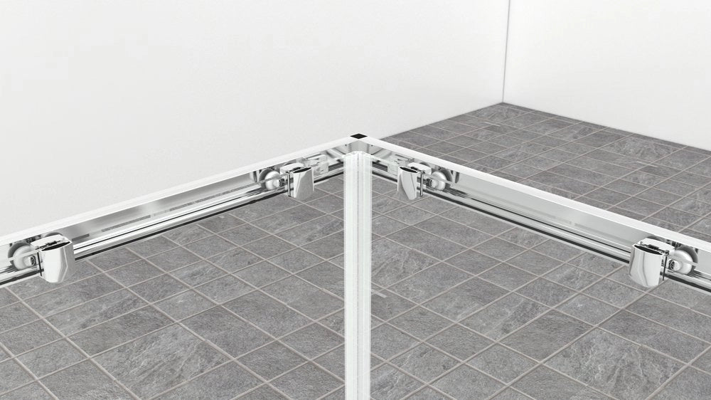 Box doccia angolare 75x75 cm con ante scorrevoli in cristallo temperato 6mm H 190cm LILIA - Cromato Lucido