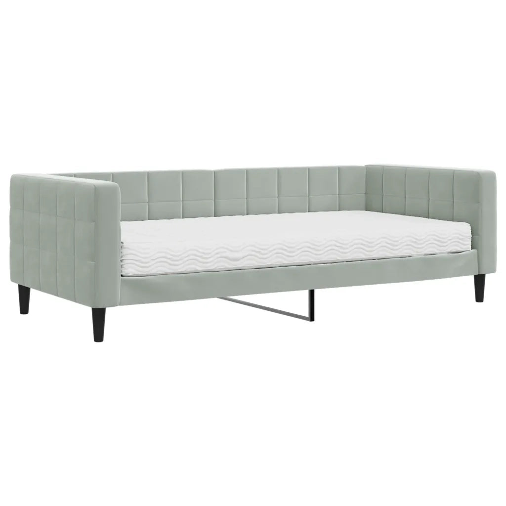 Divano Letto con Materasso-Sofa Letto-Daybed Grigio Chiaro 90x200 cm in Velluto 459877