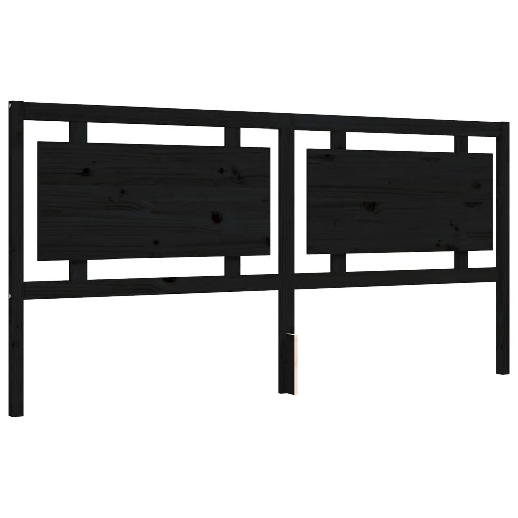 Giroletto con Testiera-Struttura Letto con testiera Nero 200x200 cm in Legno Massello 268548