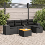 Set Divano da Giardino 6 pz con Cuscini Nero in Polyrattan 3325863