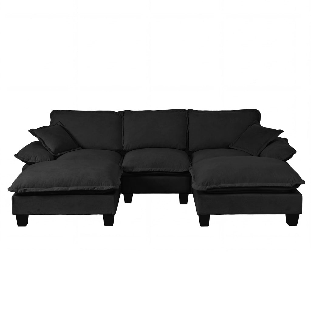 Divano Angolare Modulare U con Ottomane ¨C MINIMAL ¨C Chenille Nero