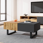 Tavolino da salotto multifunzionale - Zephmum- 155x55x40 cm - Con ripostiglio nascosto e struttura in legno e metallo