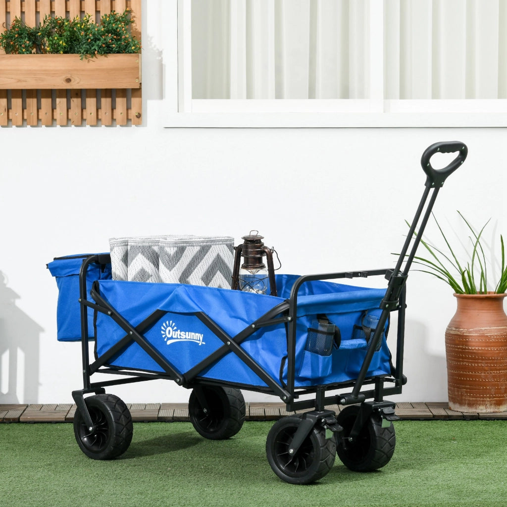Carrello da Giardino 110L con Maniglia Telescopica e Borsa Termica 15L ¨C Xylo ¨C Acciaio Blu