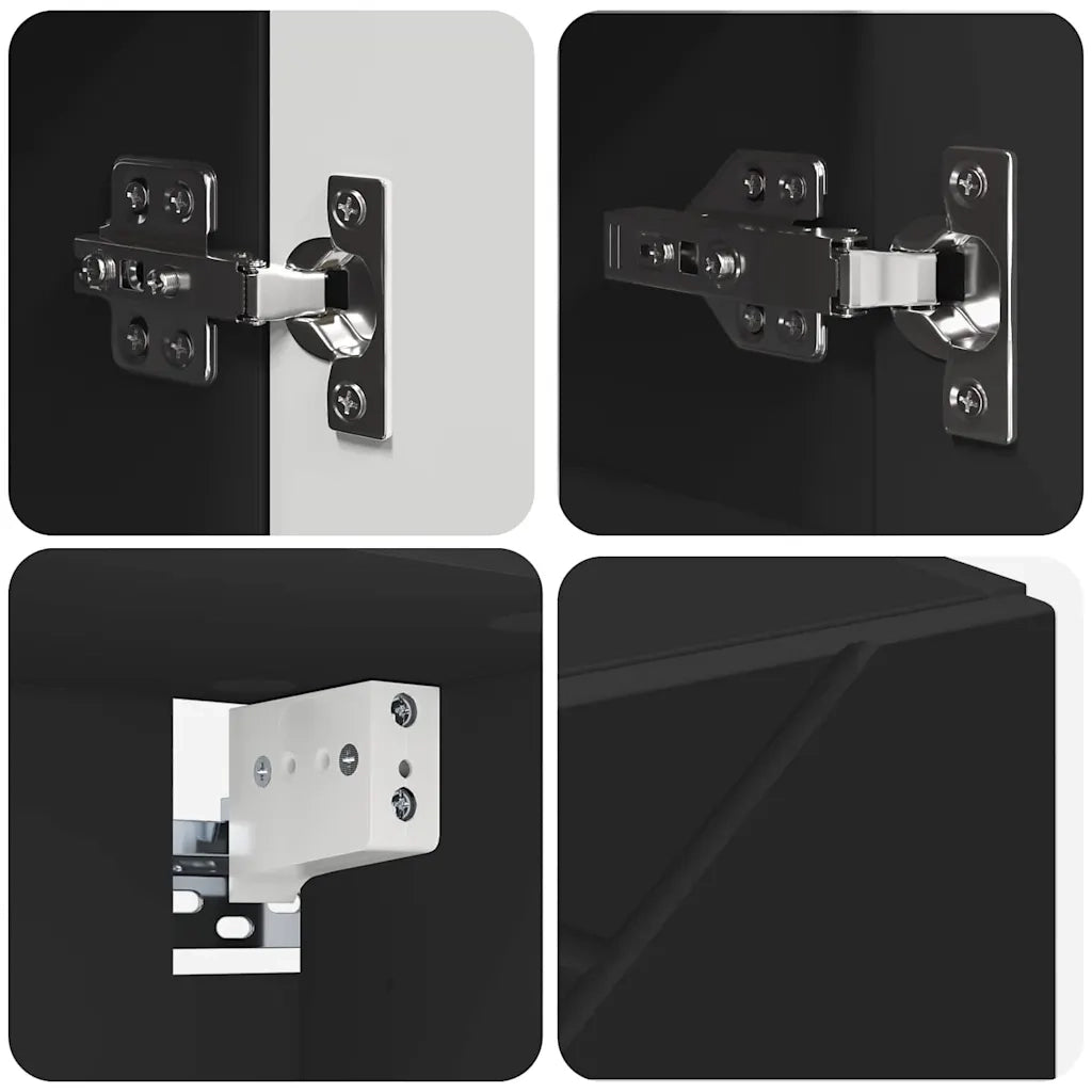 Mobiletto per Specchio | Armadio da bagno Nero 59 x 17 x 55 cm Legno multistrato