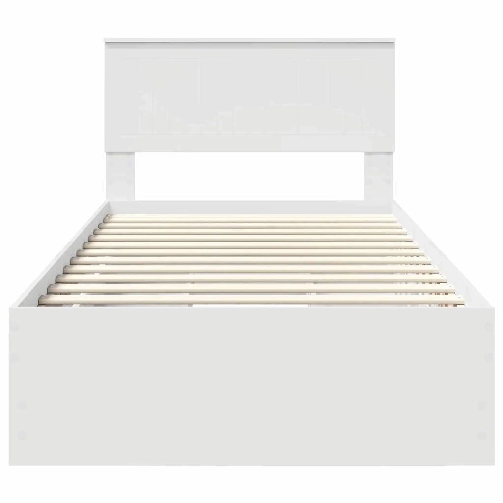 Letto singolo | Letto per adulti | Struttura del letto Bianco 100 x 200 cm Legno Ingegnerizzato