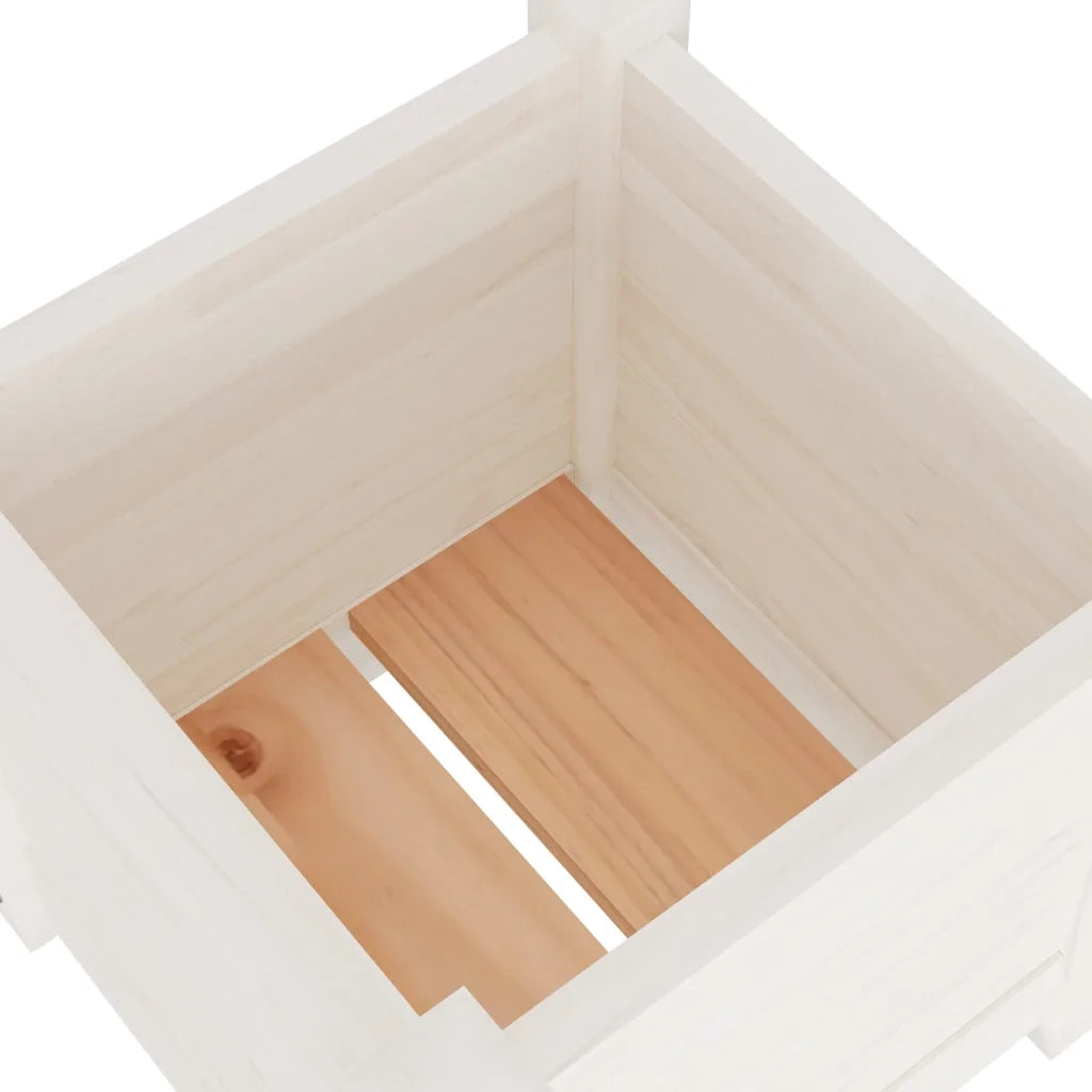 Fioriera da Giardino-Vaso da Esterno Bianca 31x31x31 cm Legno Massello di Pino 173653