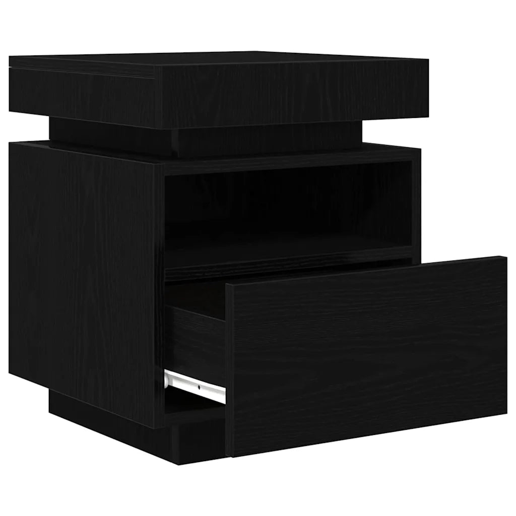 Comodino 2 pz-Set di 2 Tavolino da notte Rovere nero 40 x 39 x 48.5 cm Legno multistrato