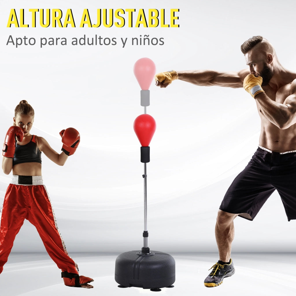 Sacco da boxe regolabile in altezza ¨C Zephmum ¨C Rosso, base riempibile, guanti inclusi