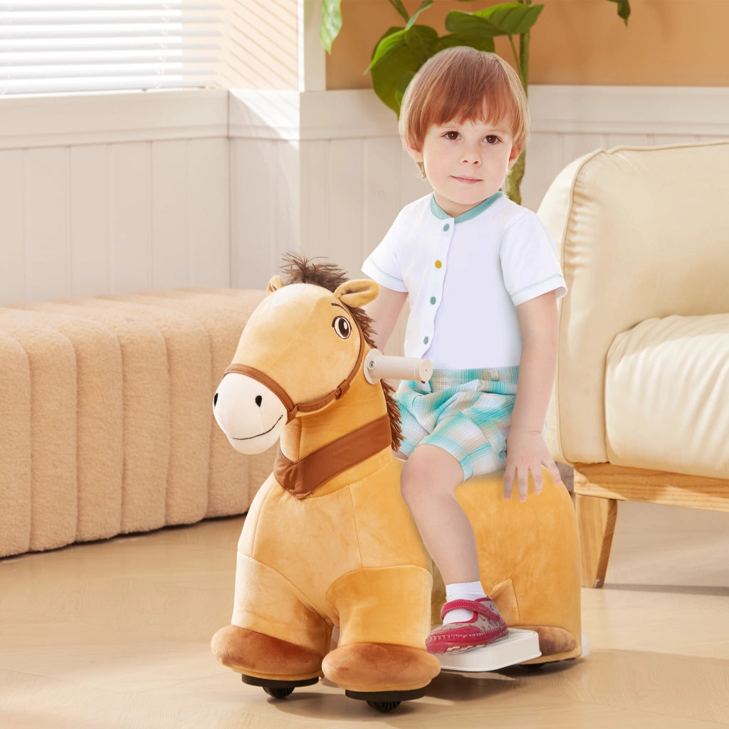 Cavallo Elettrico per Bambini 18-36 Mesi ¨C Xylo ¨C 6V con Musica Marrone 69x34x53cm