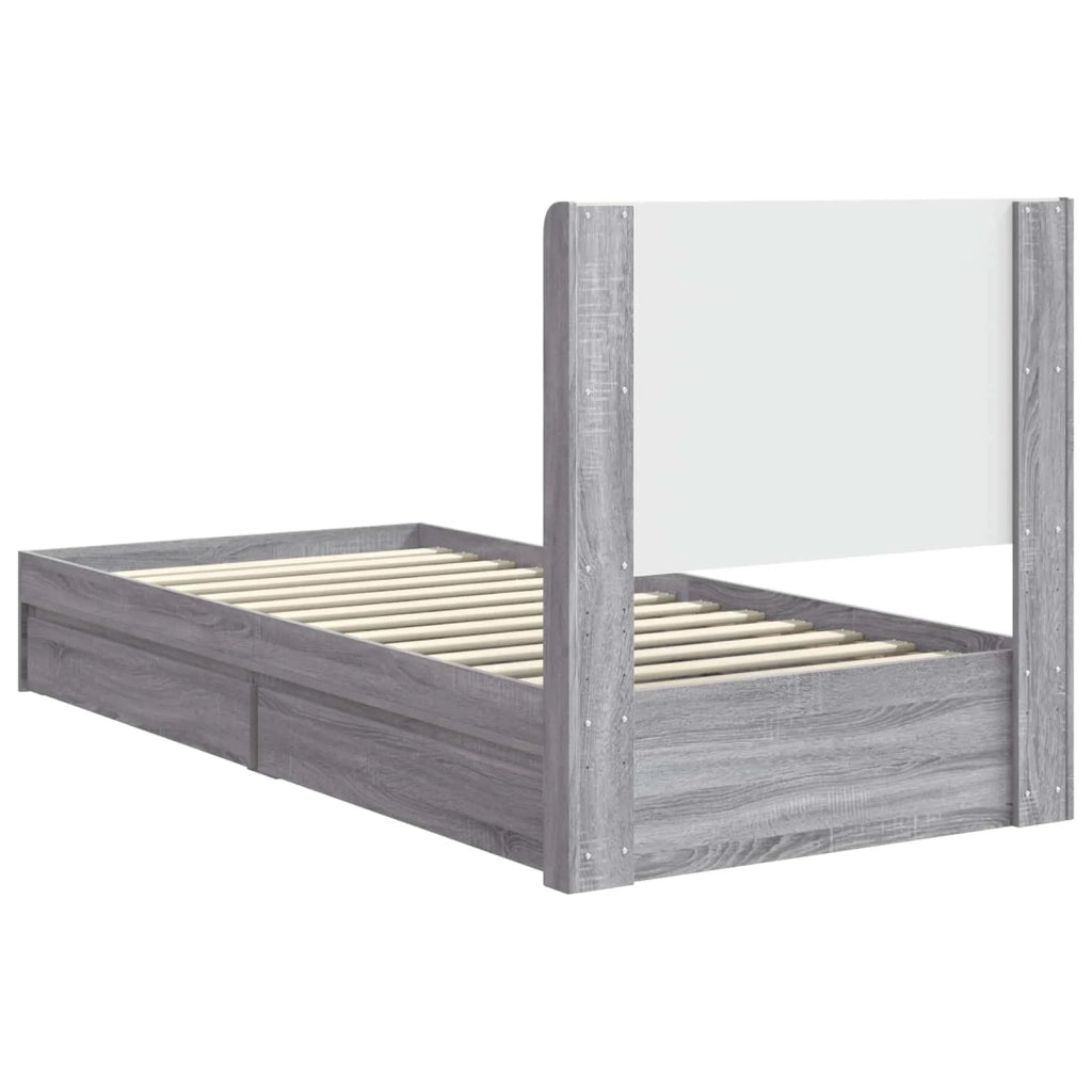 Struttura del letto con stoccaggio e testata-Giroletto con contenitore Sonoma grigio 655518