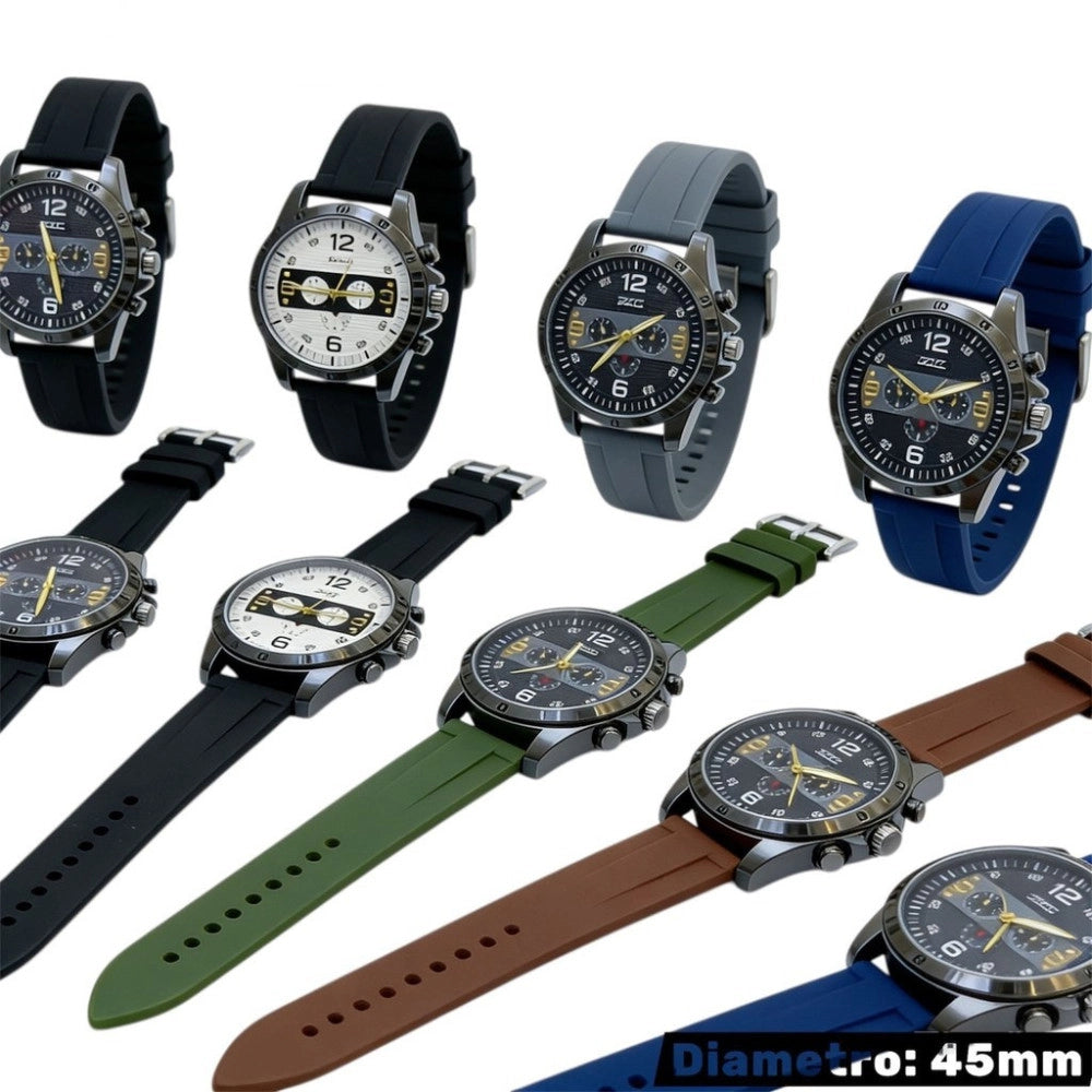 Trade Shop - Orologio Cronografo Uomo 45 Mm Impermeabile Con Cinturino Sportivo E Design Sport-luxury -