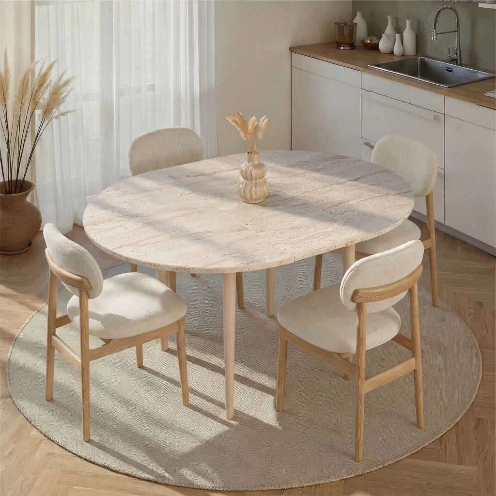 Tavolo da pranzo allungabile in legno "Viona" 100 x 100 x 75 cm - Travertino