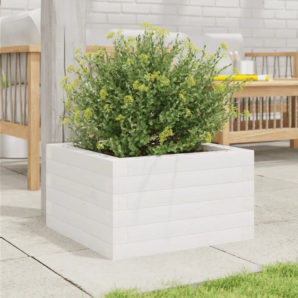 Fioriera da Giardino Bianca 40x40x23 cm Legno Massello di Pino 847179