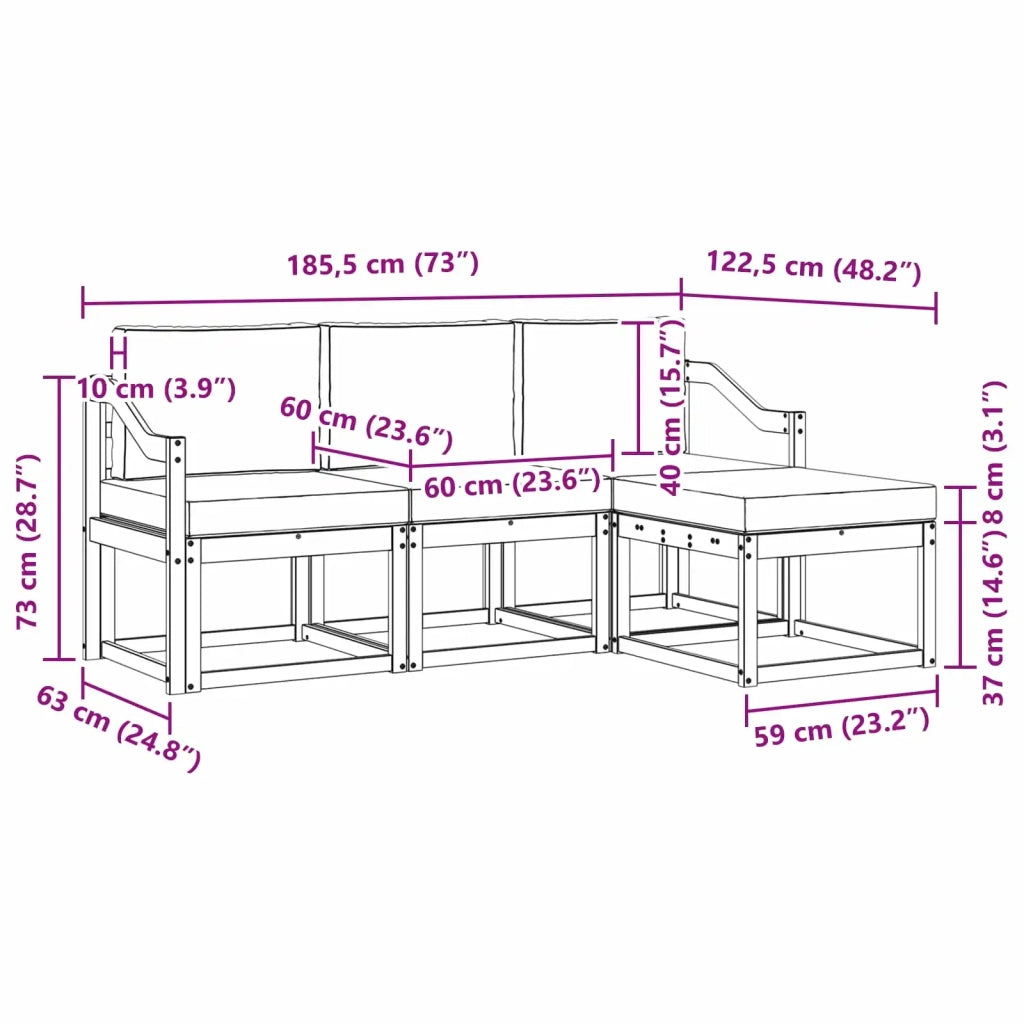 Set di divani da esterno 4 pcs 3387471