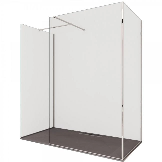 Parete doccia Walk-In in Cristallo 8mm tre lati trasparente - Misura: 80 x 90 x 80 xh195
